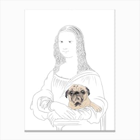 Mona Lisa with pug dog Canvas Print