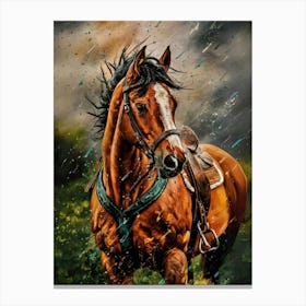 Horse In The Rain Canvas Print