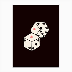 Heart Dice Black Canvas Print