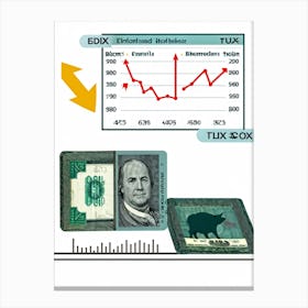 Billfold And Banknote Resting In A Safe Simple Interface Where Strokes Balance An Icon Of A Briefc (6) Canvas Print