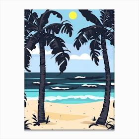 Vector Illustration Of Palm Trees On The Beach Canvas Print