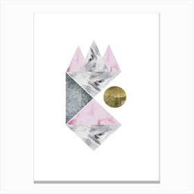 Pink, Gold and Grey Marble Abstract Canvas Print