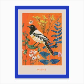 Spring Birds Poster Magpie 1 Canvas Print