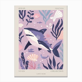 Purple Carpet Shark Illustration 1 Poster Canvas Print