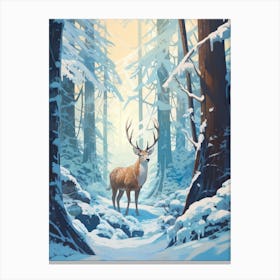 Winter Deer 3 Illustration Canvas Print