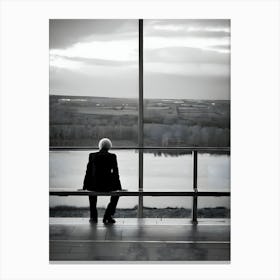 Man Sitting On Bench-Reimagined 1 Canvas Print