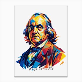 Benjamin Franklin 1 Portrait WPAP Pop Art Canvas Print