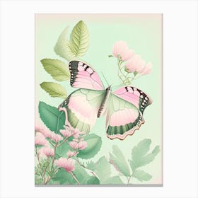Butterfly In Park Vintage Pastel 1 Canvas Print
