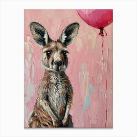 Cute Kangaroo 3 With Balloon Canvas Print