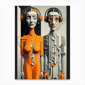 Man And Woman Listening To Music Canvas Print