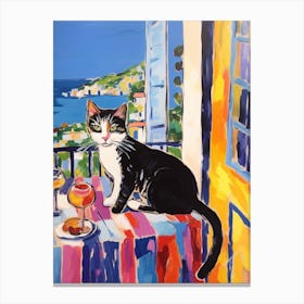 Painting Of A Cat In Cannes France 5 Canvas Print