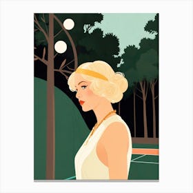 Woman On A Tennis Court Canvas Print