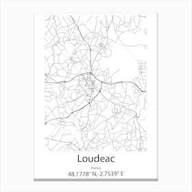 Loudeac,France Minimalist Map Canvas Print