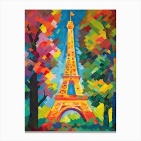Eiffel Tower Paris France David Hockney Style 16 Canvas Print