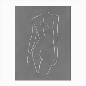 Female Body Sketch 1 Gray Canvas Line Art Print