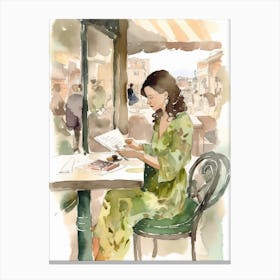 Woman Reading In Florence Canvas Print