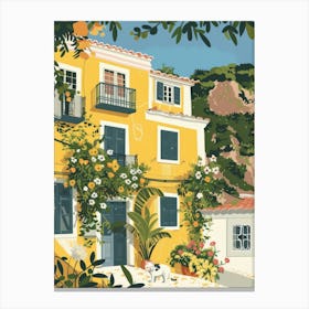 Yellow House In Portugal Canvas Print