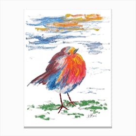 Colourful Robin painting Canvas Print