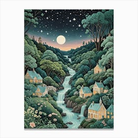 Night In The Fantasy Village Canvas Print