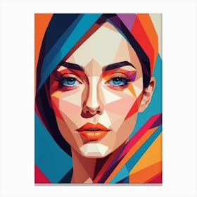 Colorful Geometric Woman Portrait Low Poly (14) Canvas Print