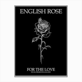 English Rose Black And White Line Drawing 16 Poster Inverted Canvas Print