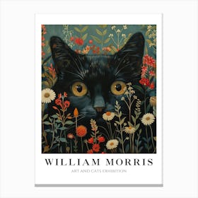 William Morris Inspired Black Peekaboo Kitten Canvas Print