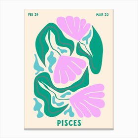 Pisces Print Zodiac Poster Astrology Wall Decor Flower Market Botanical Canvas Print