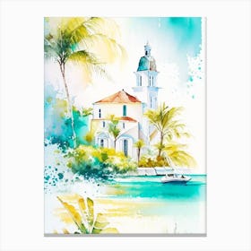 Turks And Caicos Islands Watercolour Pastel Tropical Destination Canvas Print
