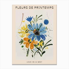 Spring Floral French Poster  Love In A Mist 2 Canvas Print