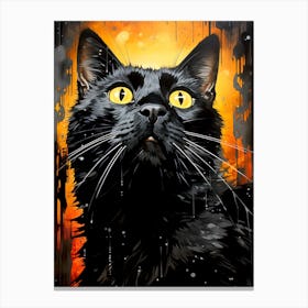 Black Cat With Yellow Eyes animal Canvas Print