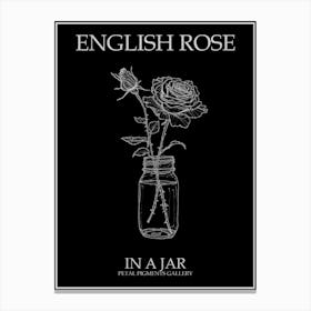 English Rose In A Jar Line Drawing 1 Poster Inverted Canvas Print