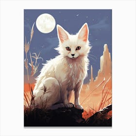 Fennec Fox Moon Illustration 2 Canvas Print