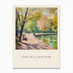 Parc De La Tete D Or Lyon France Vintage Cezanne Inspired Poster Canvas Print