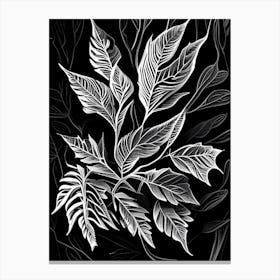 Myrtle Leaf Linocut 3 Canvas Print