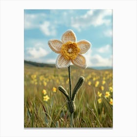 Daffodil Knitted In Crochet 4 Canvas Print