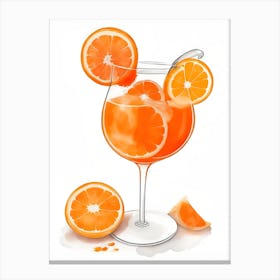 Aperol With Ice And Orange Watercolor Vertical Composition 43 Canvas Print