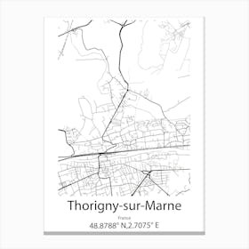 Thorigny Sur Marne,France Minimalist Map Toile