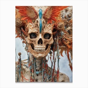 Skeleton With Feathers Canvas Print