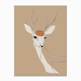 Deer - Boho, Line Art 7 Canvas Print