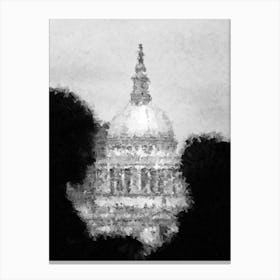 London St Pauls Bw Digital Oil Painting Canvas Print