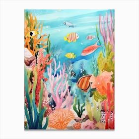 Coral Reef Watercolor Painting Canvas Print