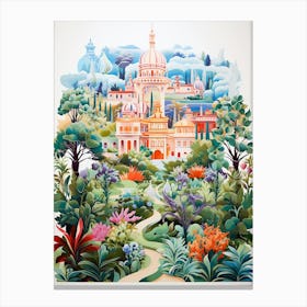 Giardino Di Boboli Italy Modern Illustration 2 Canvas Print