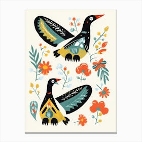 Folk Style Bird Painting Canada Goose Canvas Print