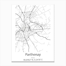 Parthenay,France Minimalist Map Canvas Print