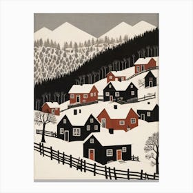 Minimalist Scandinavian Village Painting (7) Canvas Print