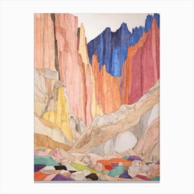 Mount Whitney United States 4 Colourful Mountain Illustration Canvas Print
