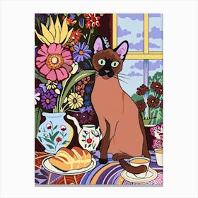 Tea Time With A Burmese Cat 2 Canvas Print