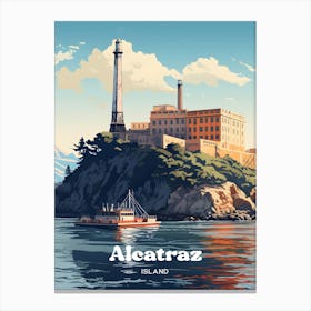 Alcatraz Island San Francisco USA Travel Illustration Canvas Print