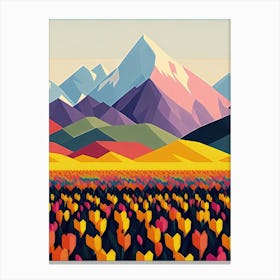 Tulips And Mountains Canvas Print