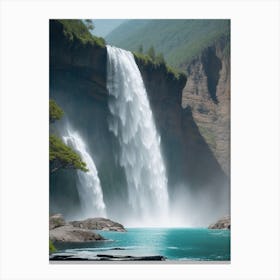Waterfall In The Mountains 2 Canvas Print